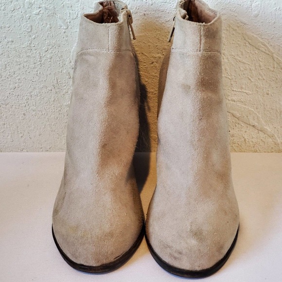 Jeffrey Campbell Ankle Boots Womens Size 6 Hanger Taupe Suede Heel Zip Booties - Picture 2 of 12